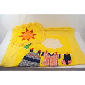 Quilted Baby Blanket 1975 Sunshine Yellow Kids Pillow Case Bedding Charlene